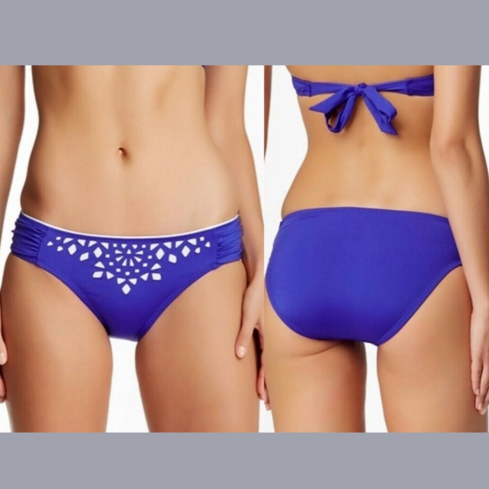 NWT $52 BECCA Laser Cut Out‎ Bikini Bottom in Sapphire [SZ Medium ]